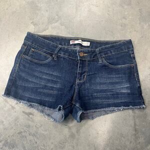 Levi’s Shorty Shorts Women’s Dark Wash Whiskering Size 11